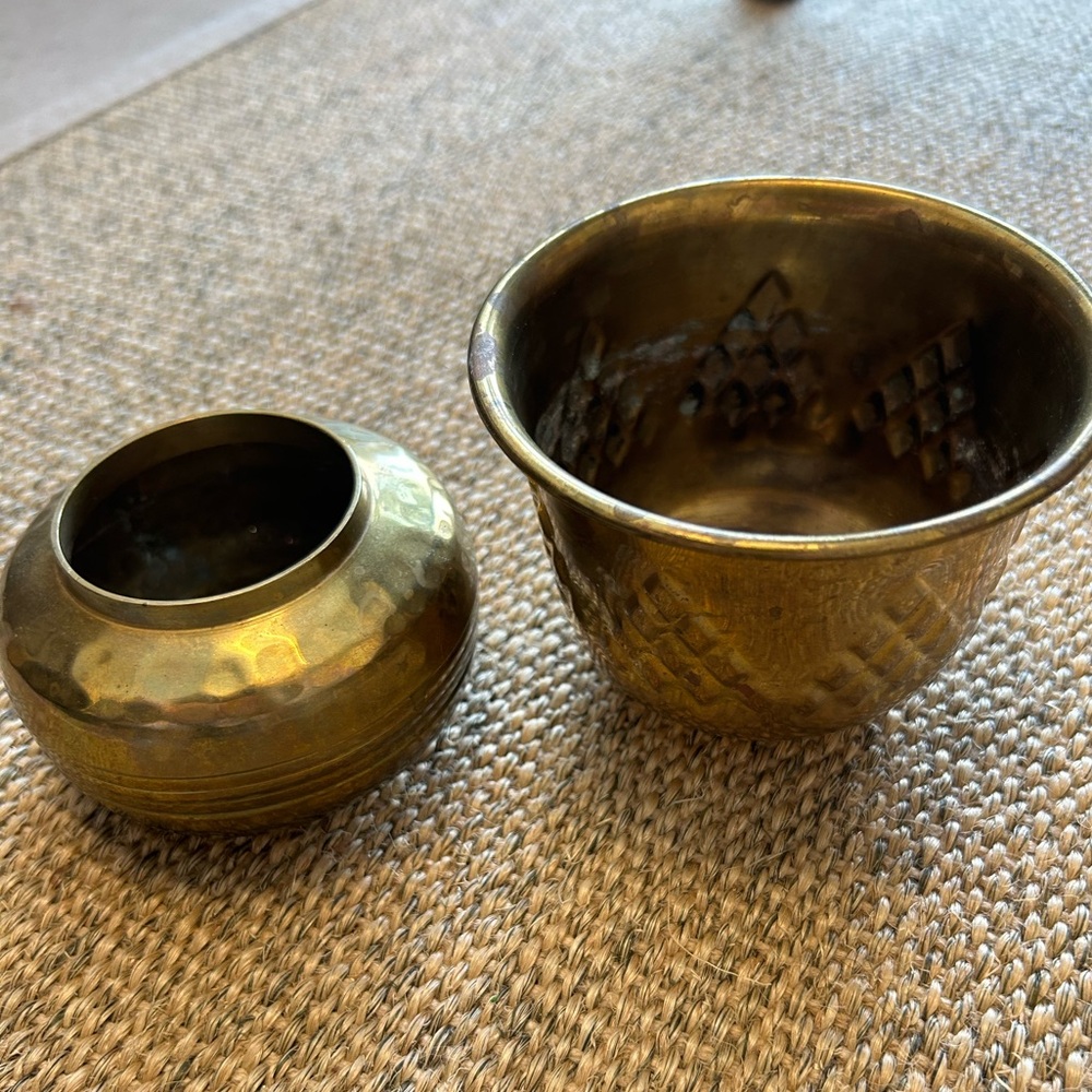 Vintage Petite Brass Bowls / Pots/ Catchall